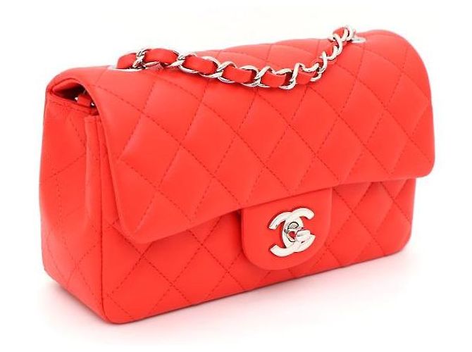 Chanel Mini Borsa a Spalla e Borsa Crossbody New Classic Flap CC in Agnello con Catena Argentata Rosso - vista 2