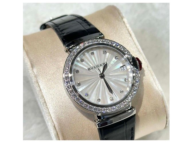 Bulgari Relógio Lucea Diamond em aço com pulseira de couro automático Multicor - vista 2