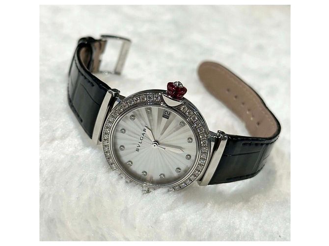 Bulgari Relógio Lucea Diamond em aço com pulseira de couro automático Multicor - vista 3