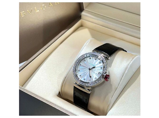 Bulgari Relógio Lucea Diamond em aço com pulseira de couro automático Multicor - vista 6