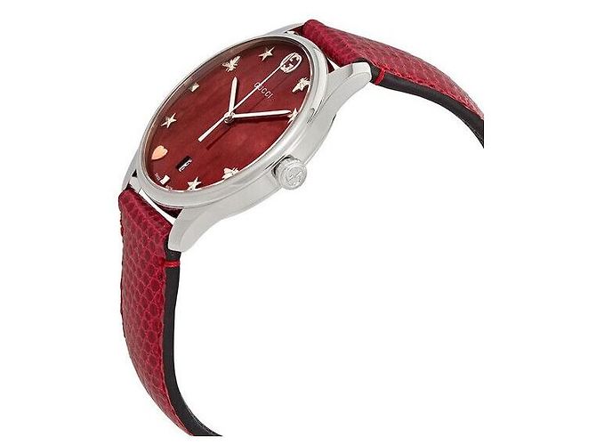 Gucci Reloj de cuero para mujer con esfera de perlas Rojo Roja - vista 2