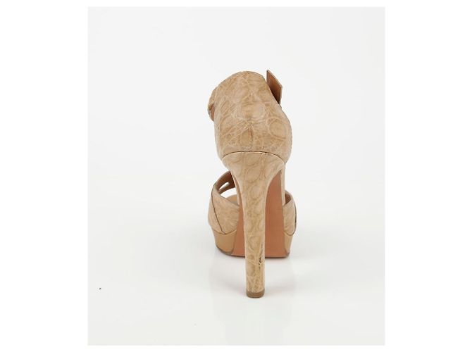 Bottega Veneta Beige Leather Strap Open Toe Heel Size Brown - view 4