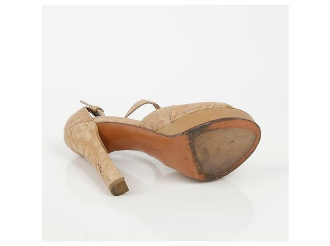 Bottega Veneta Beige Leather Strap Open Toe Heel Size Brown - view 5