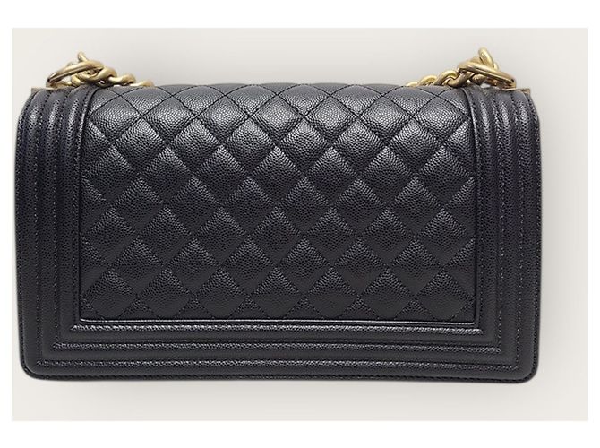 Chanel Bolso Boy en Caviar Negro y Oro Vintage, Serie Medium - vista 5