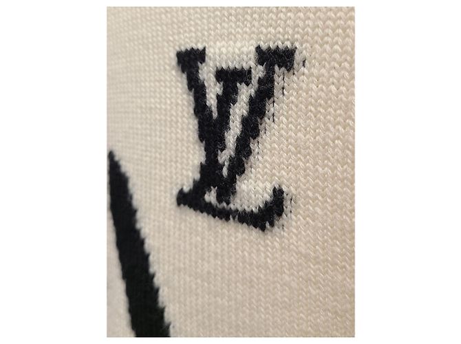 Louis Vuitton Strickpullover mit Intarsia-Uhr-Motiv, Farbe Elfenbein Weiß - Ansicht 3