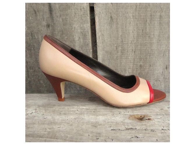 Karine Arabian Teddy Leder-Pumps Braun Rot Beige - Ansicht 2