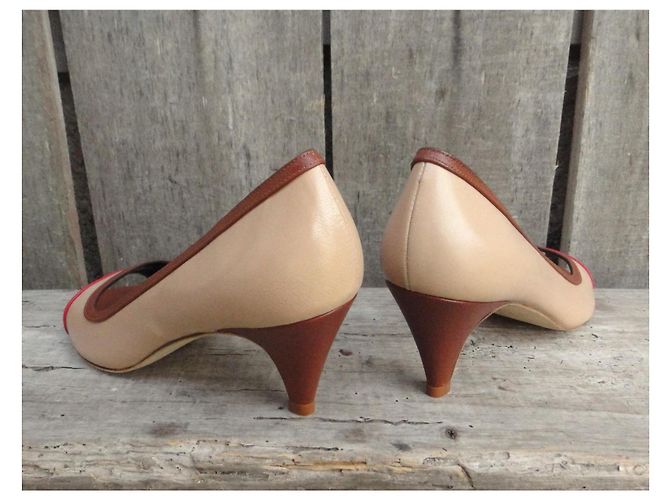 Karine Arabian Teddy Leder-Pumps Braun Rot Beige - Ansicht 4