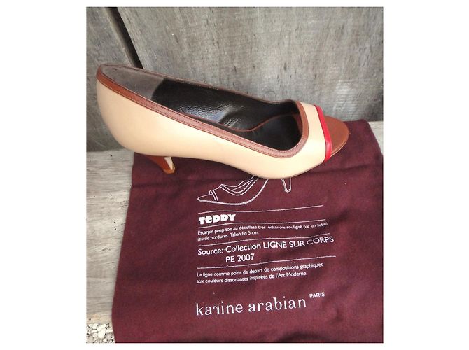Karine Arabian Teddy Leder-Pumps Braun Rot Beige - Ansicht 7