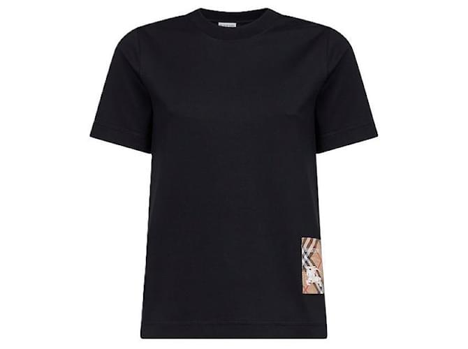 Burberry Check Label Baumwoll-T-Shirt Schwarz - Ansicht 3