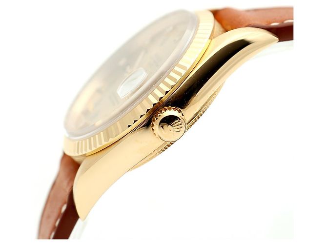 Rolex Orologio Oyster Perpetual Date da uomo in oro con diamanti originali - vista 10