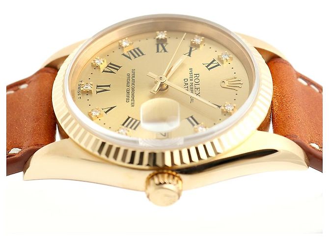 Rolex Orologio Oyster Perpetual Date da uomo in oro con diamanti originali - vista 13