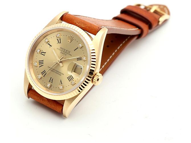 Rolex Orologio Oyster Perpetual Date da uomo in oro con diamanti originali - vista 15
