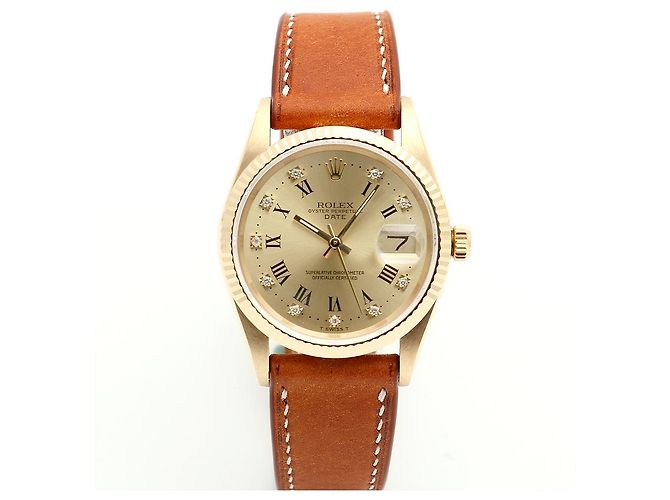 Rolex Orologio Oyster Perpetual Date da uomo in oro con diamanti originali - vista 17