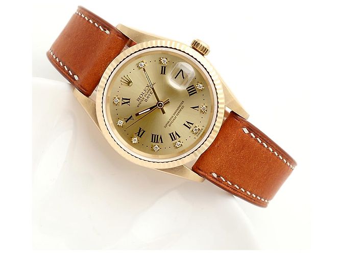 Rolex Orologio Oyster Perpetual Date da uomo in oro con diamanti originali - vista 19