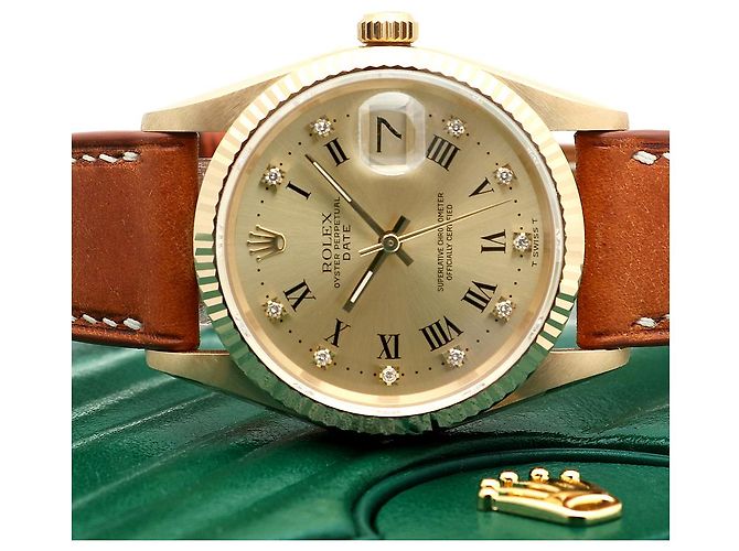 Rolex Orologio Oyster Perpetual Date da uomo in oro con diamanti originali - vista 25