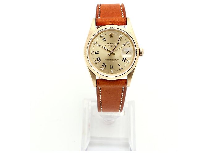 Rolex Orologio Oyster Perpetual Date da uomo in oro con diamanti originali - vista 4