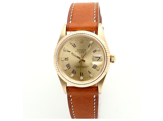 Rolex Orologio Oyster Perpetual Date da uomo in oro con diamanti originali - vista 9