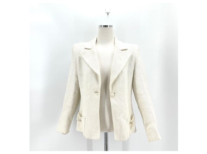 Chanel Tweed-Jacke Weiß - Ansicht 2