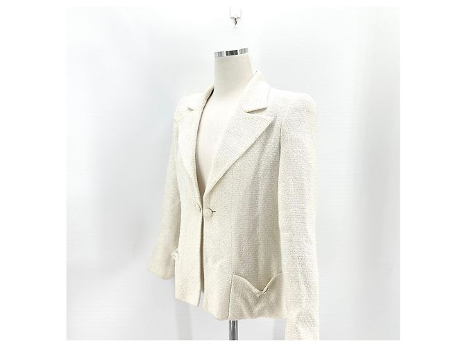 Chanel Tweed-Jacke Weiß - Ansicht 3