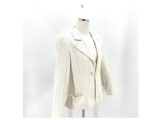 Chanel Tweed-Jacke Weiß - Ansicht 4