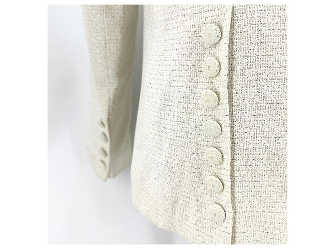 Chanel Tweed-Jacke Weiß - Ansicht 6