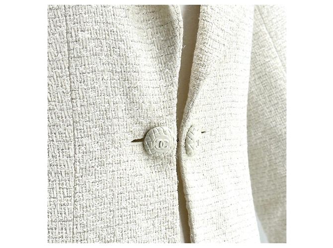 Chanel Tweed-Jacke Weiß - Ansicht 7