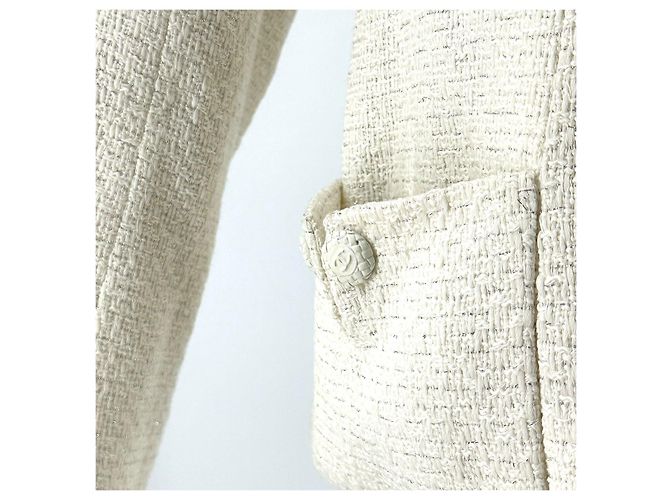 Chanel Tweed-Jacke Weiß - Ansicht 8