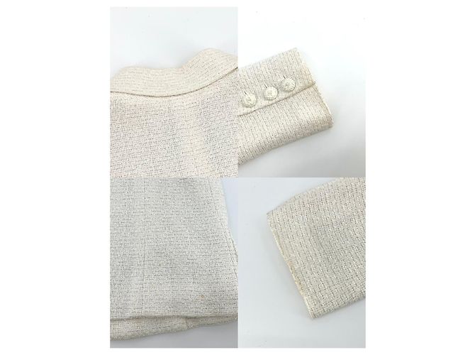 Chanel Tweed-Jacke Weiß - Ansicht 9
