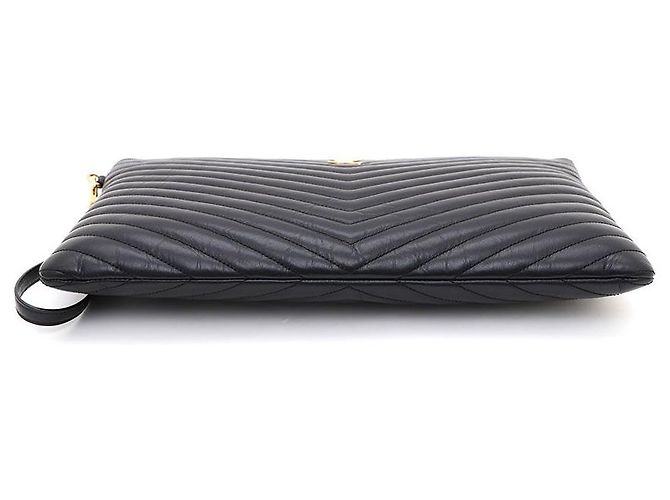 Saint Laurent Clutch porta documenti in matelassé monogramma nero - vista 6