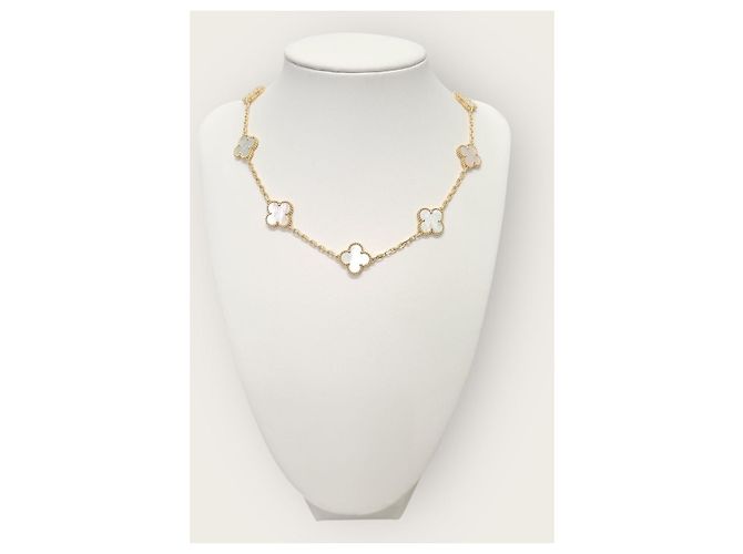 Van Cleef & Arpels Collana Motif Madreperla Vintage Alhambra Bianco - vista 2