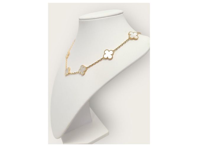 Van Cleef & Arpels Collana Motif Madreperla Vintage Alhambra Bianco - vista 3