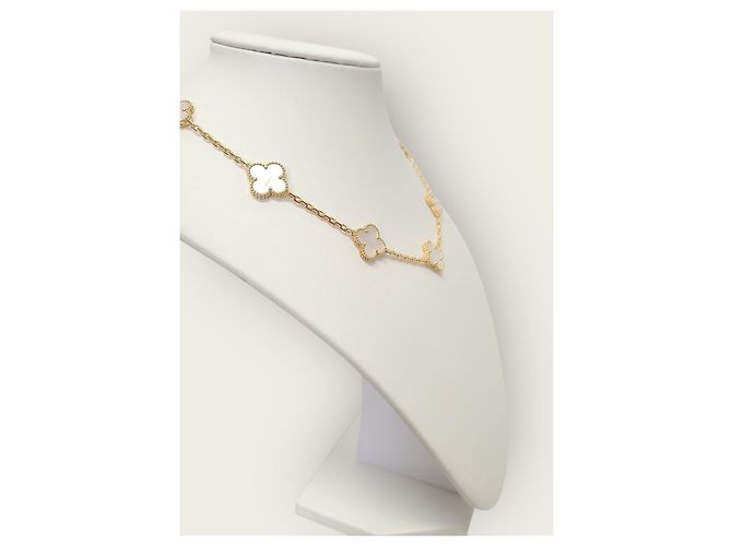 Van Cleef & Arpels Collana Motif Madreperla Vintage Alhambra Bianco - vista 4
