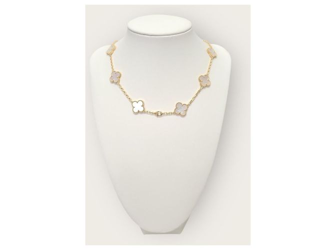 Van Cleef & Arpels Collana Motif Madreperla Vintage Alhambra Bianco - vista 5