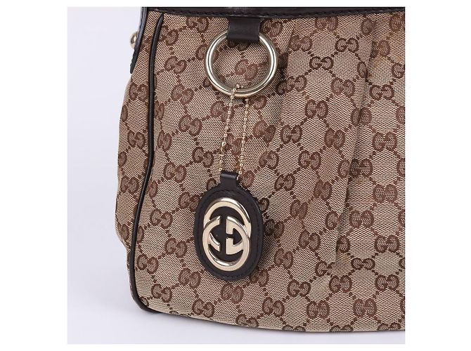 Gucci Borsa a tracolla con zip in jacquard motivo GG Marrone - vista 2