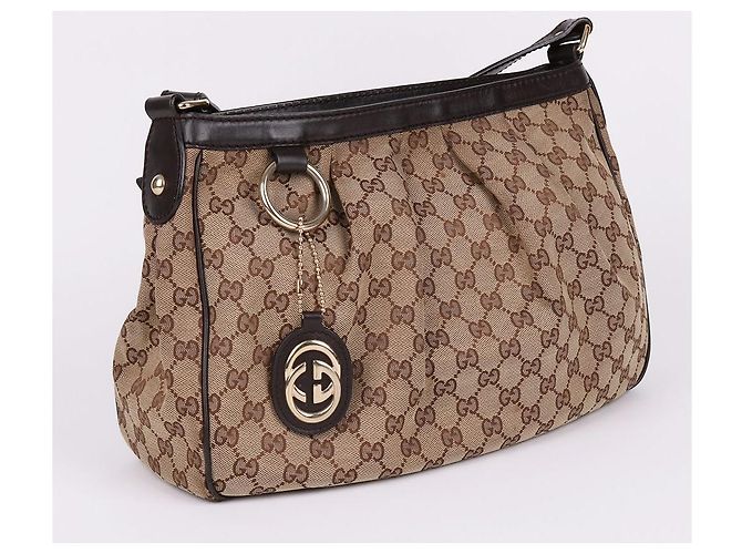 Gucci Borsa a tracolla con zip in jacquard motivo GG Marrone - vista 4