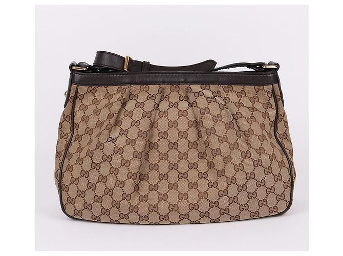 Gucci Borsa a tracolla con zip in jacquard motivo GG Marrone - vista 6