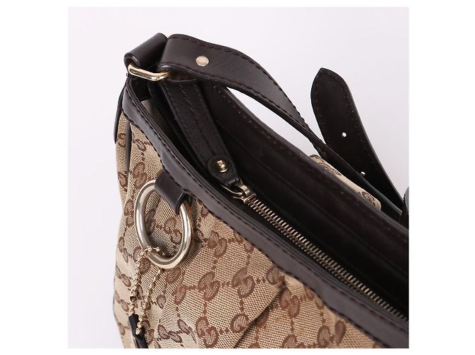 Gucci Borsa a tracolla con zip in jacquard motivo GG Marrone - vista 7