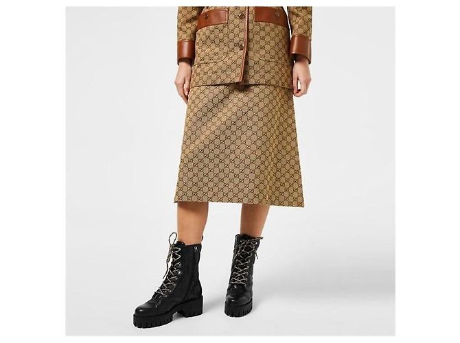 Gucci Refurbished GG Monogram Canvas Rock Braun - Ansicht 4