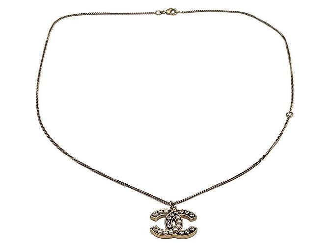 Chanel Collana a catena con logo CC dorato D'oro - vista 3