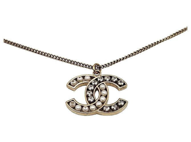 Chanel Collana a catena con logo CC dorato D'oro - vista 4