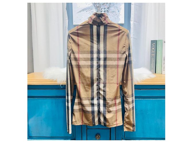 Burberry Check Jersey Rollkragen-Langarm-T-Shirt Braun - Ansicht 2