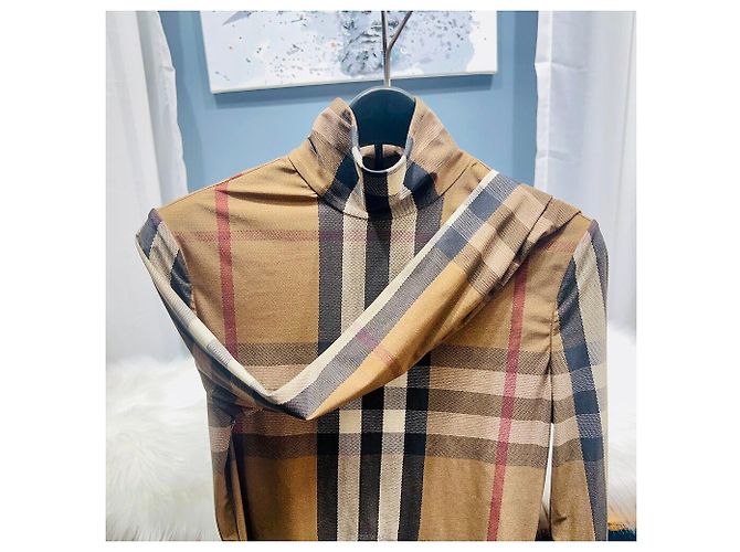 Burberry Check Jersey Rollkragen-Langarm-T-Shirt Braun - Ansicht 3