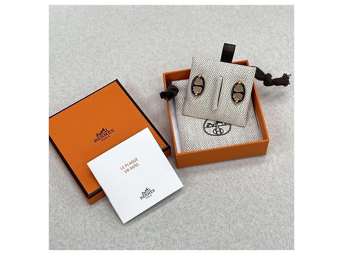 Hermès Orecchini a lampadario Mini Maillon Black Rose Gold Nero - vista 6