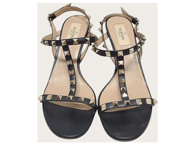Valentino Schwarze Rockstud Metallic-Sandalen mit Absatz - Ansicht 6