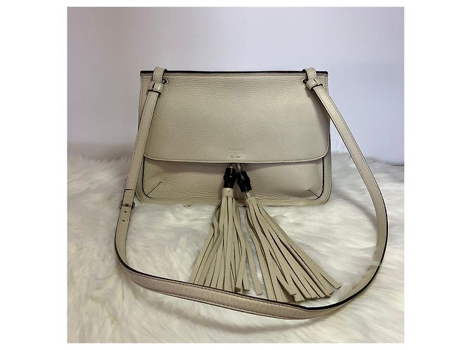 Bamboo Gucci Bolsa de aba em couro marfim com borla de bambu Branco - vista 2