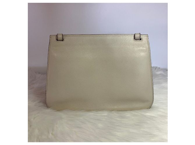 Bamboo Gucci Bolsa de aba em couro marfim com borla de bambu Branco - vista 4