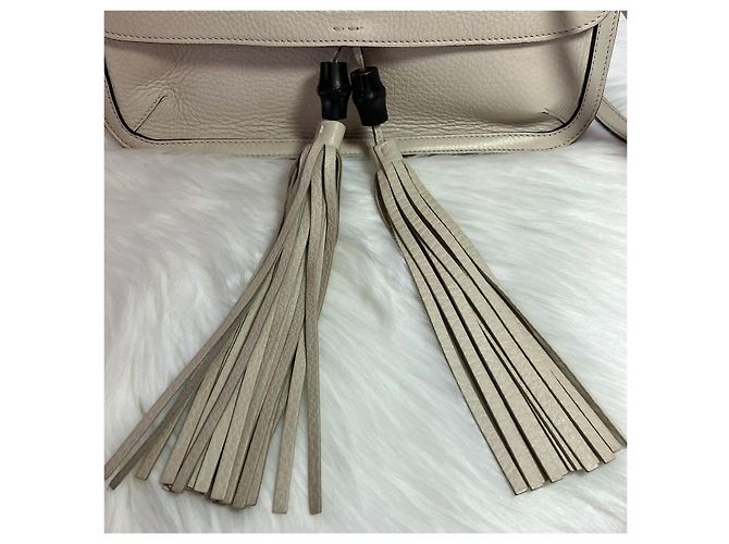 Bamboo Gucci Bolsa de aba em couro marfim com borla de bambu Branco - vista 6