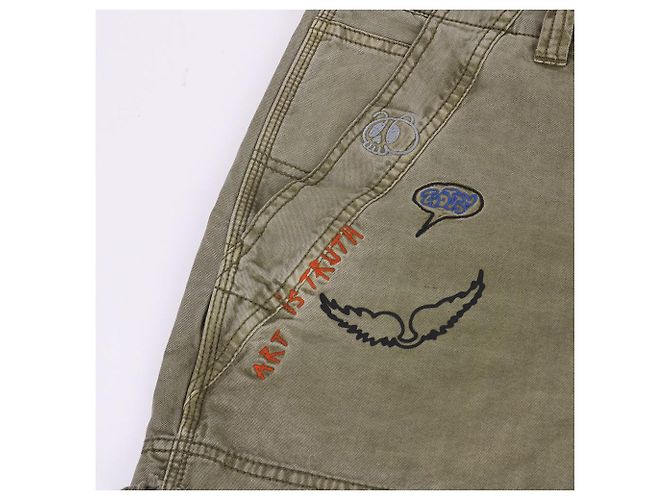 Zadig & Voltaire Pantalones cortos caqui para mujer con parche estampado Castaño - vista 2