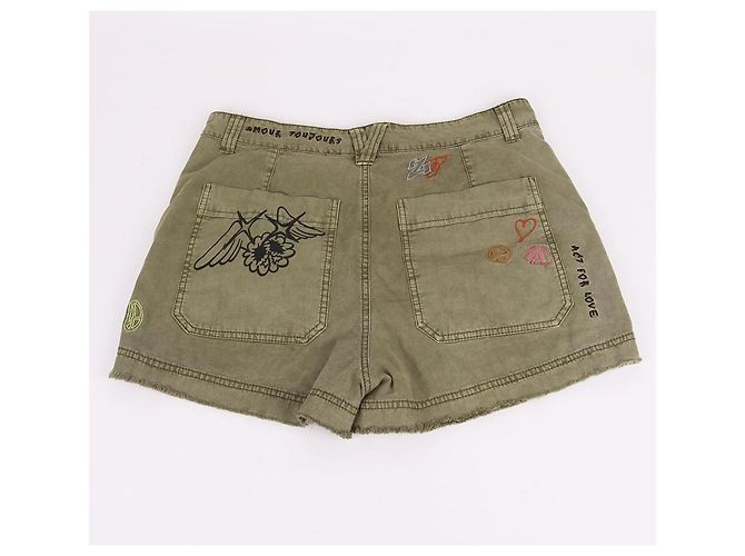 Zadig & Voltaire Pantalones cortos caqui para mujer con parche estampado Castaño - vista 3