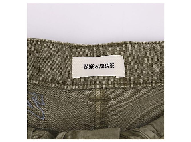 Zadig & Voltaire Pantalones cortos caqui para mujer con parche estampado Castaño - vista 7